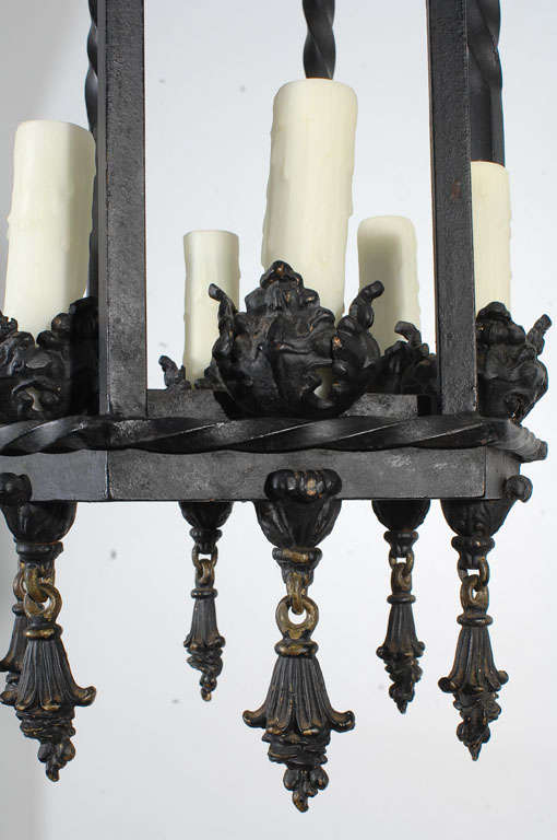 British Gothic Style Lantern in Aged Bronze For Sale