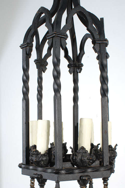 20th Century Gothic Style Lantern in Aged Bronze For Sale