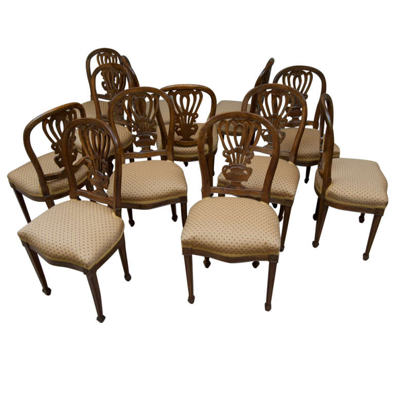 Set of Twelve Neo-Classic Style Dining Chairs