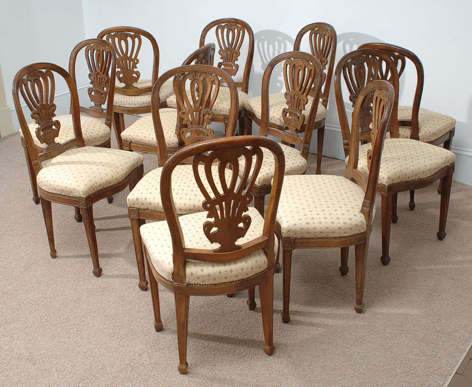 Italian Set of Twelve Neo-Classic Style Dining Chairs