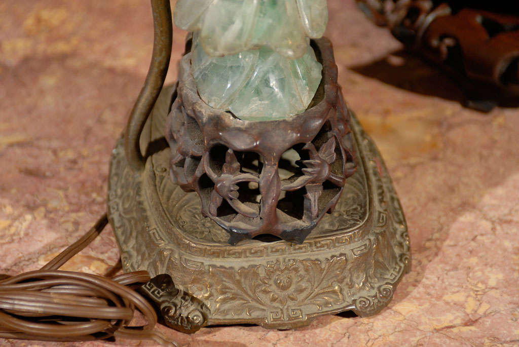 Large Green Quartz Guanyin  Figurine wired into a lamp 4