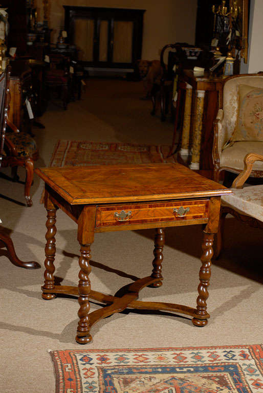 18th Century English Oak and walnut Barley Twist Table