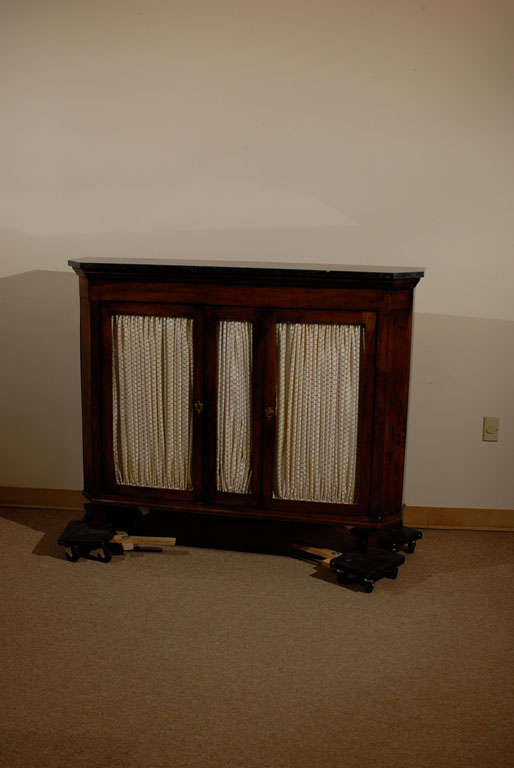Narrow Italian Neoclassical Credenza with Marble Top, ca. 1800.