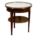 Louis XVI French Bouillote Table in Walnut with Marble Top, 1790