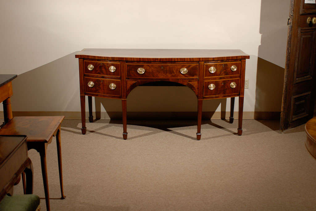 George III Bow Front Sideboard With Satinwood Inlay