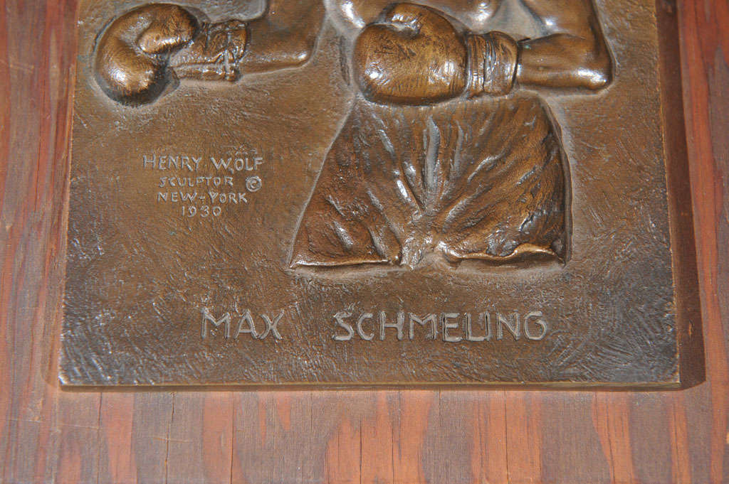 Bronze Plaque of Boxer Max Schmeling, Heavyweight Champ In Excellent Condition In Petaluma, CA
