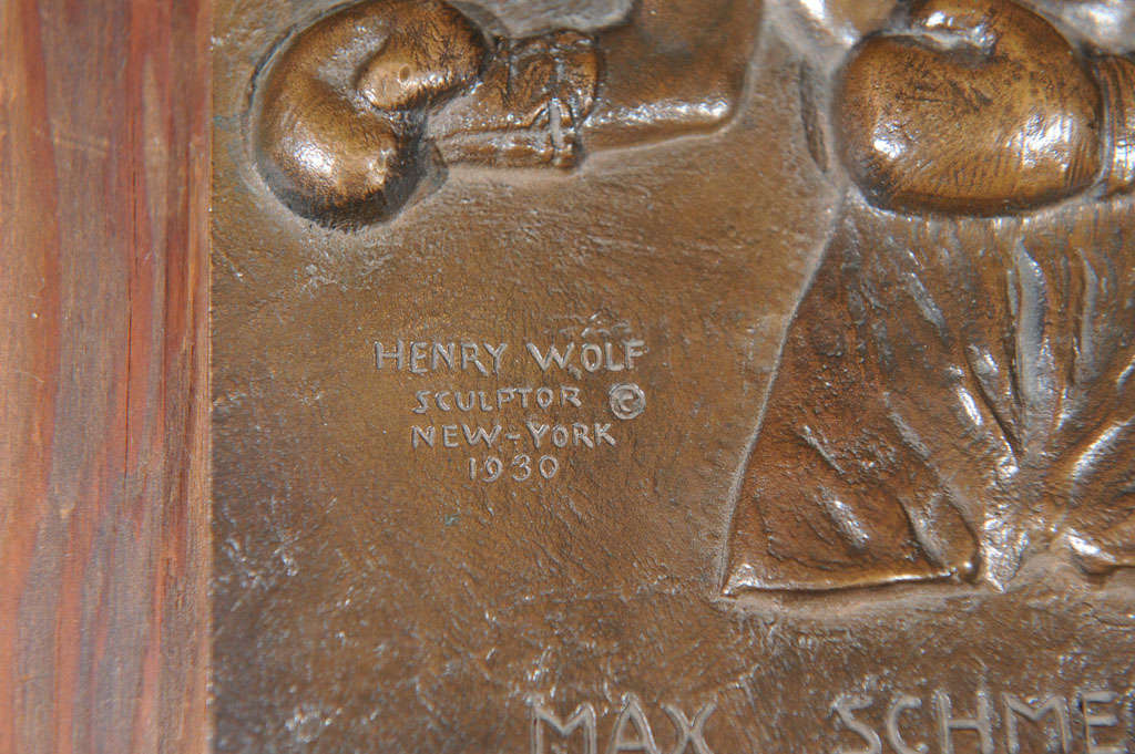Mid-20th Century Bronze Plaque of Boxer Max Schmeling, Heavyweight Champ