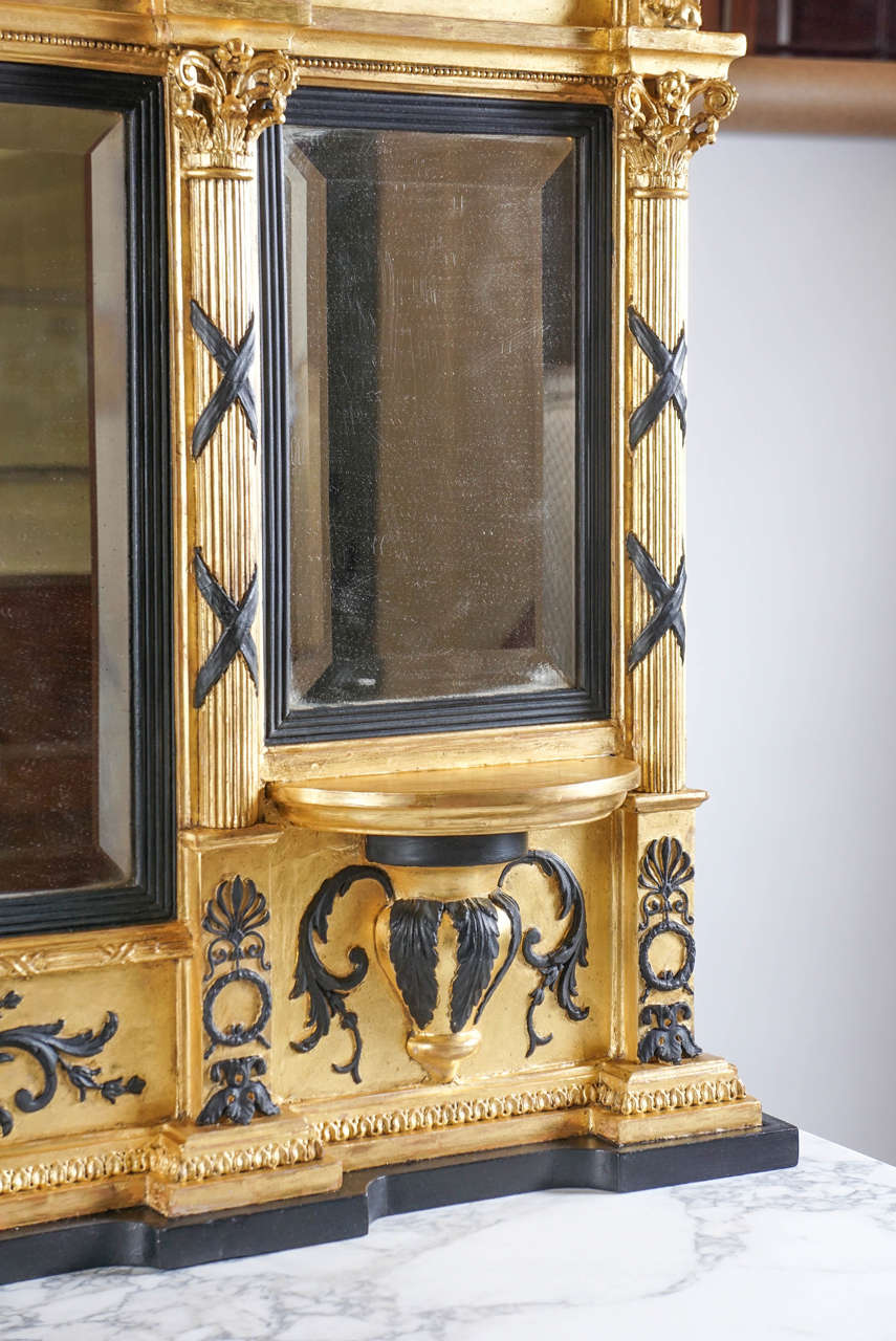 19th Century English Regency Parcel-Ebonized Giltwood Mirror, circa 1800