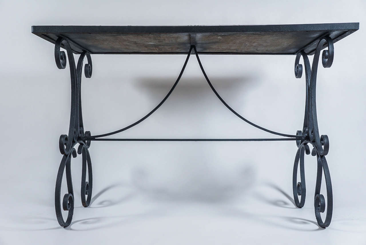 Iron and Marble Garden Table, France, circa 1890 In Good Condition In Kinderhook, NY