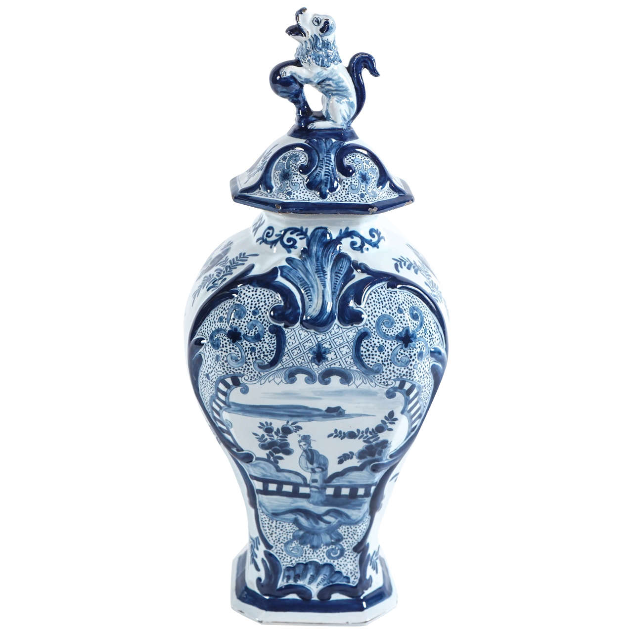 Large Blue and White Delft Covered Jar by Johannes Harlees, Holland, circa 1770