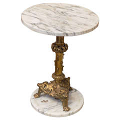 Bronze Gueridon with Round Marble Top, circa 1930