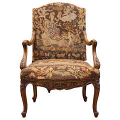 Early to Mid-19th Century Walnut Tapestry Armchair