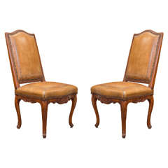 Pair of Early 19th Century French  Leather Chairs