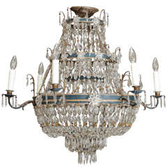 19th Century Metal and Crystal Tole Chandelier from Italy