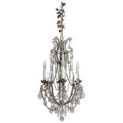 Antique Italian Four-Arm Beaded and Crystal Chandelier