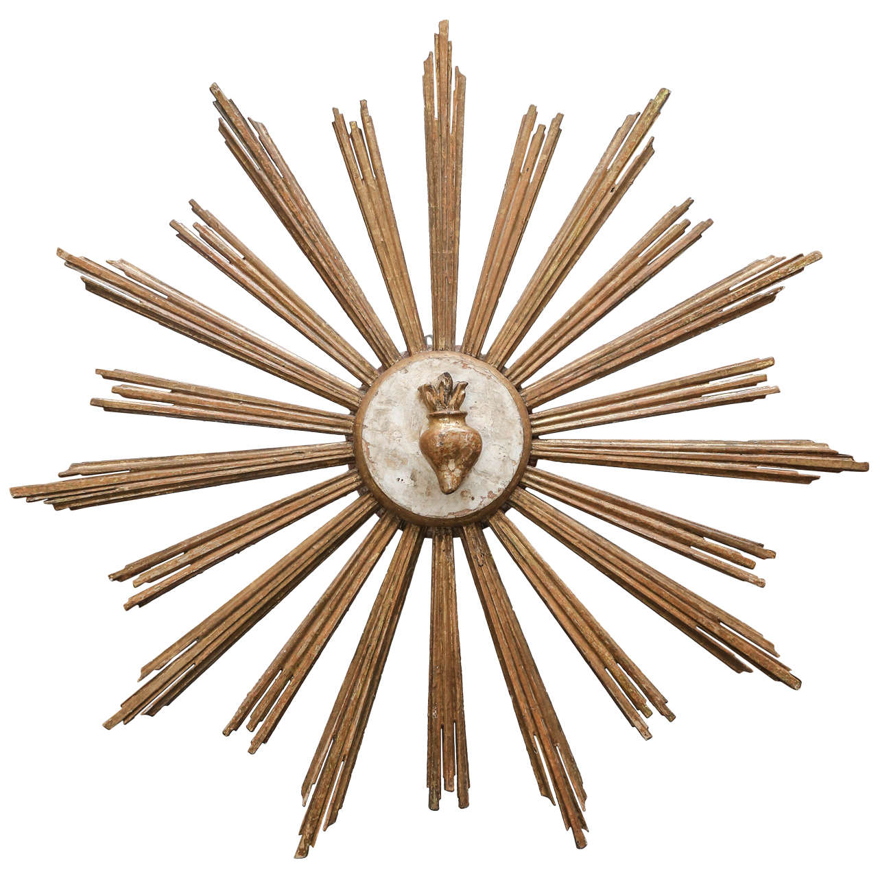 18th Century Sunburst with Sacred Heart Center Originally in a Church Altar