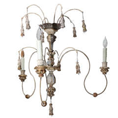 Italian Wood Carved Gilt Spider Chandelier Made with 18th Century and New Parts