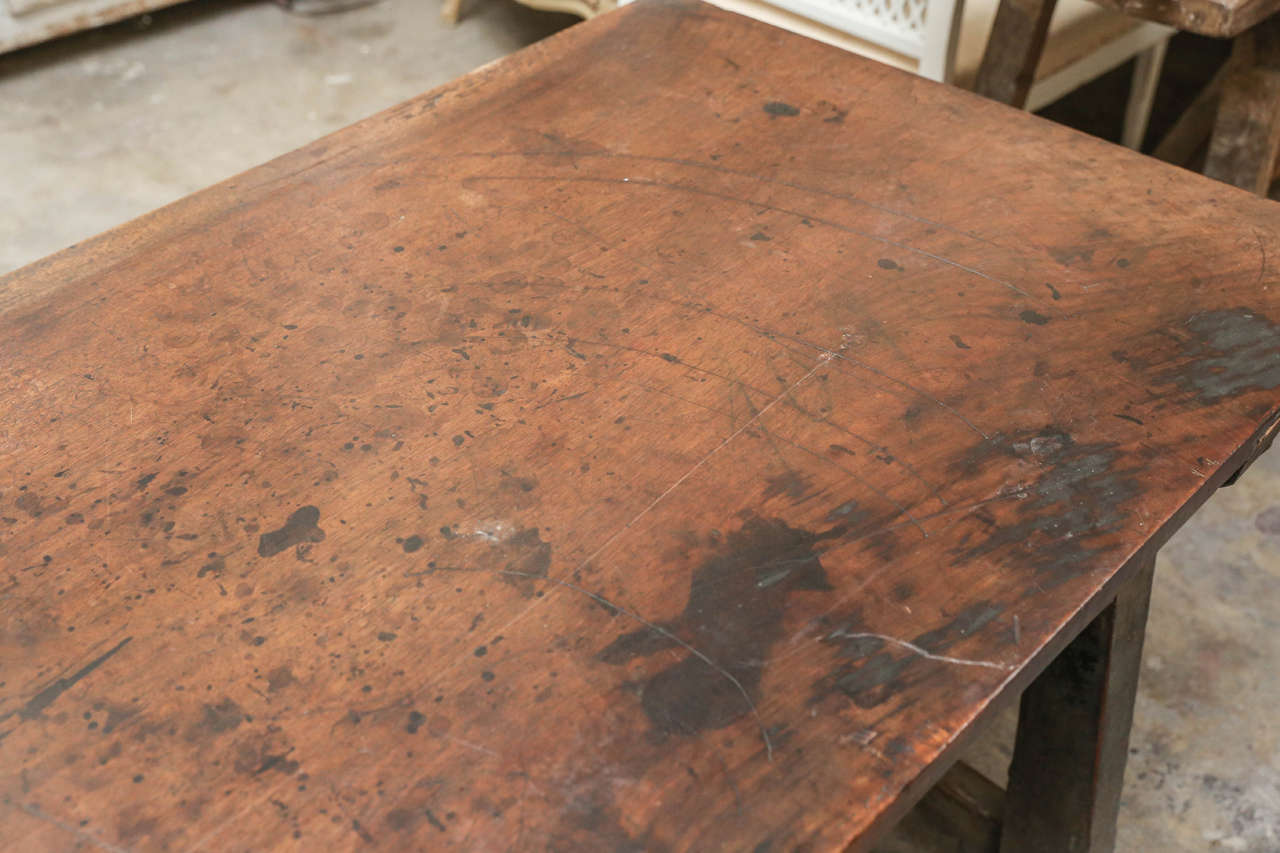 17th Century, Italian Walnut Table with Three Drawers 3