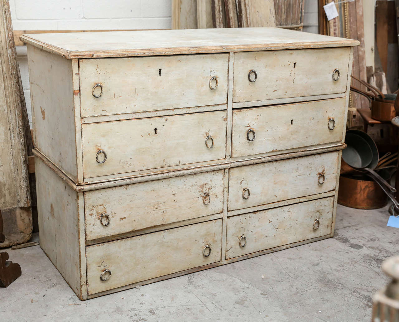 Two-Part Commode from Sweden with Original Paint, circa 1800