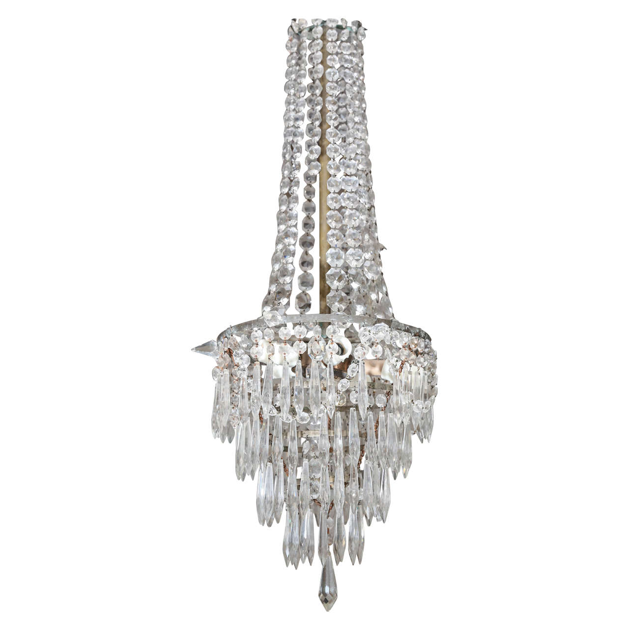 Vintage Italian Crystal Chandelier with Five Bulbs For Sale at 1stdibs