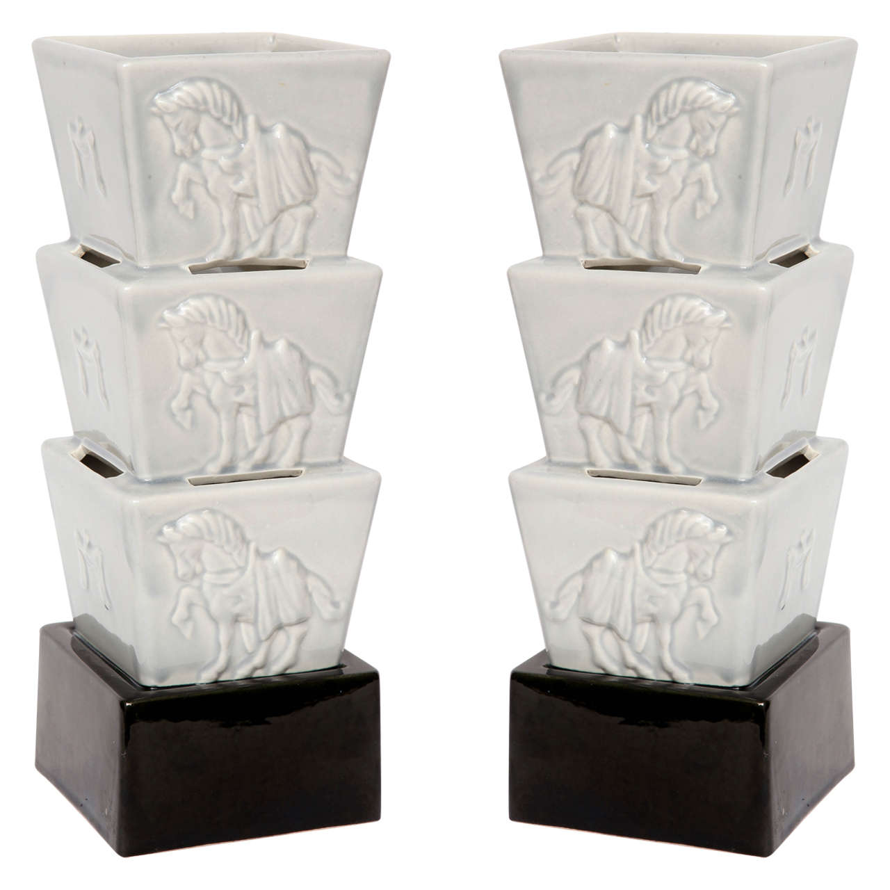 Lampes en céramique françaises des années 1930 dans le style de Lejean en vente