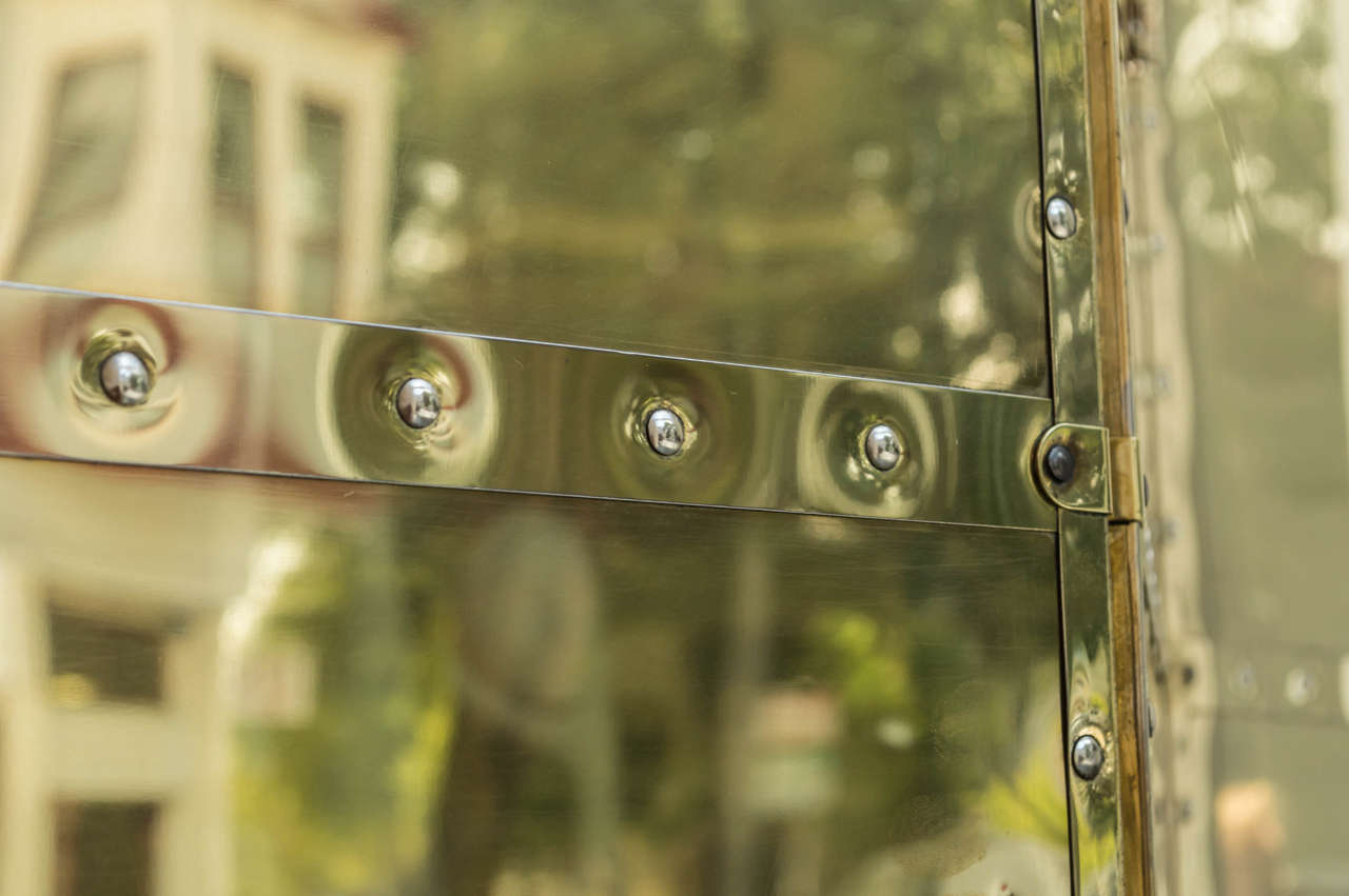 Beautiful Polished ThreePanel Brass Screen at 1stdibs
