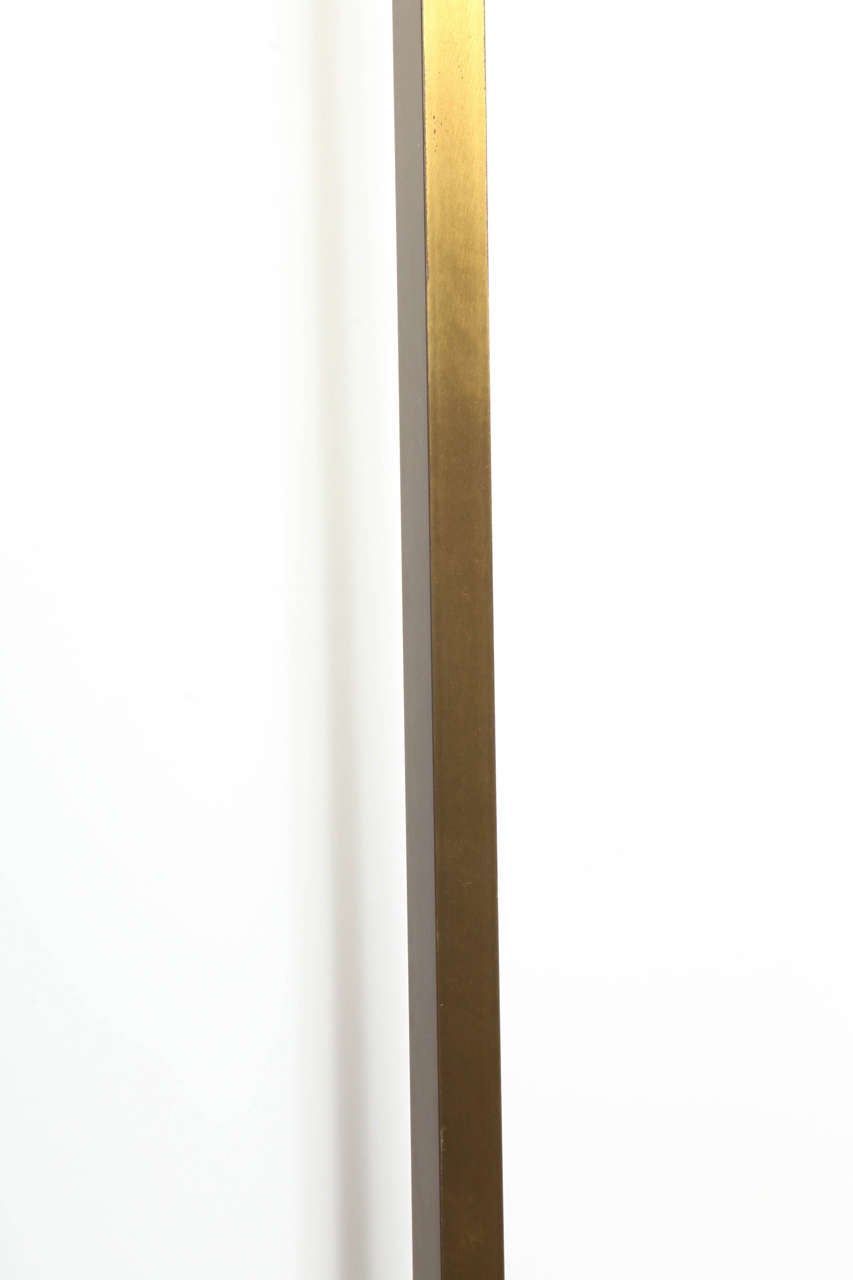 Nessen Studios Brass & Walnut Reading Floor Lamp with White Glass Shade, 1950's  In Good Condition For Sale In Bainbridge, NY