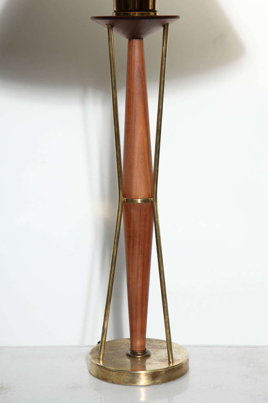 Mid-Century Modern Mid Century Paul McCobb for Directional Pecan Finish Birch and Brass Table Lamp