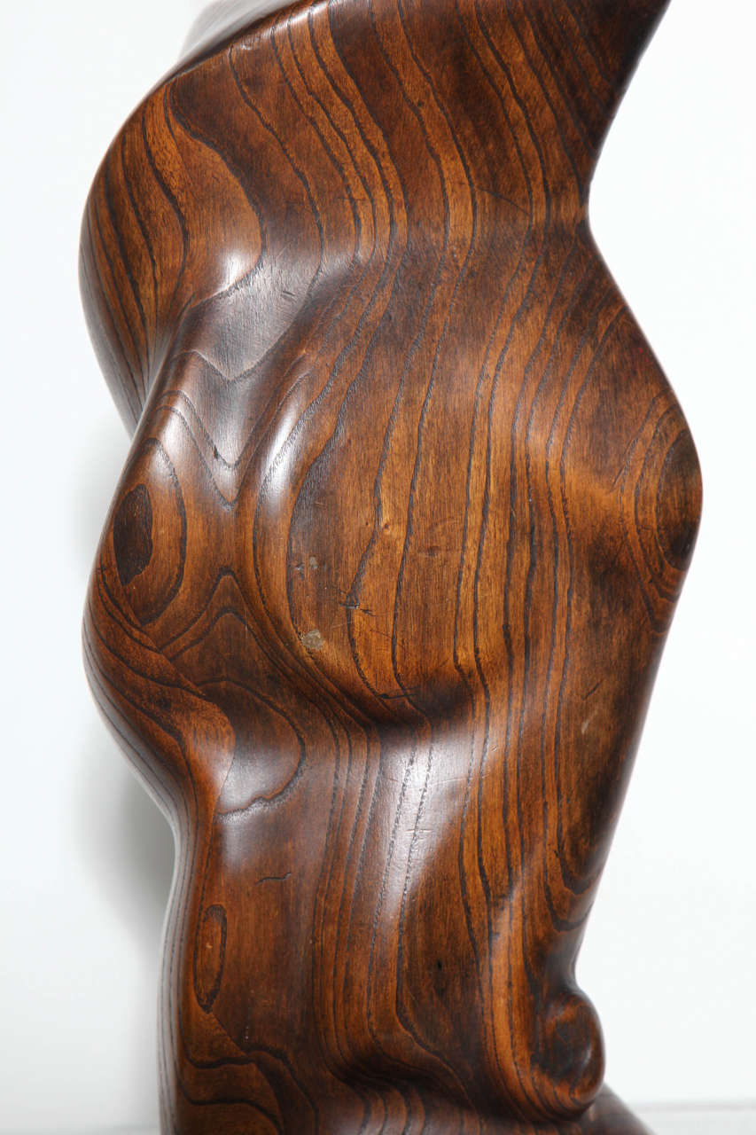 Substantial Yasha Heifetz Solid Dark African Zebrano Wood Table Lamp, 1940s  2