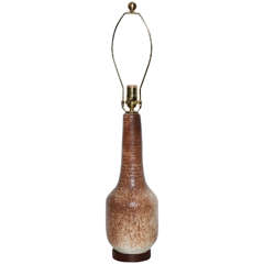 1950's Danish Ceramic Off White & Brown Table Lamp 2