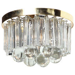 petite J.T. Kalmar of Austria Brass Ceiling Lamp with 31 Drop Crystal Pendants