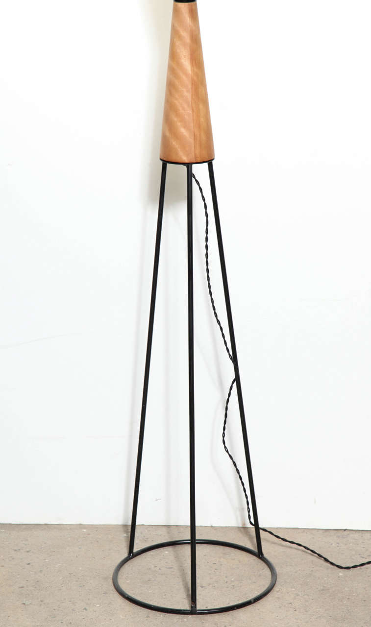 1950s Westwood Studios Hourglass Floor Lamp in Black Iron, Maple with