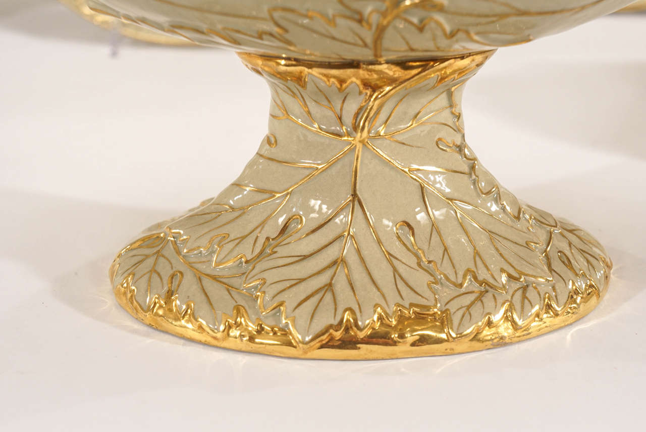 Wedgwood Early 19th Century Rare Complete Drabware Dessert with Gold Trim In Excellent Condition In Great Barrington, MA