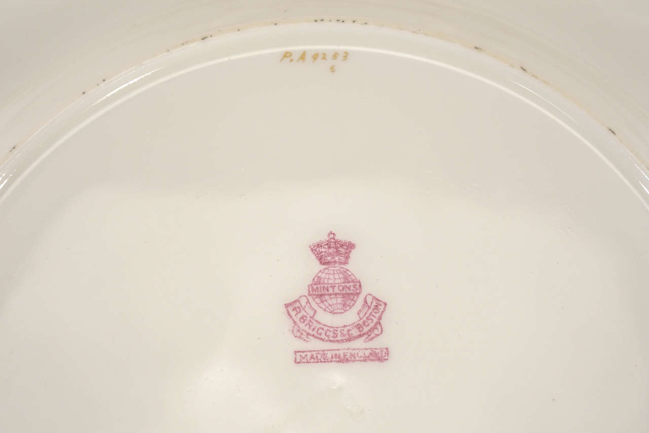 Porcelain 12 Minton Dinner Plates Hand-Painted Nautical Maritime Motif  Signed J E Dean For Sale