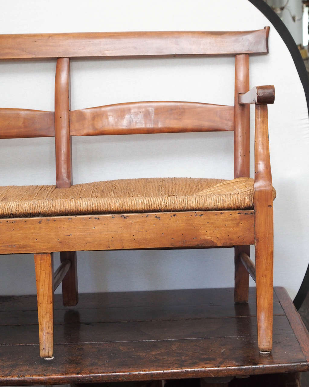 Louis XVI French 19th Century Fruitwood Bench For Sale