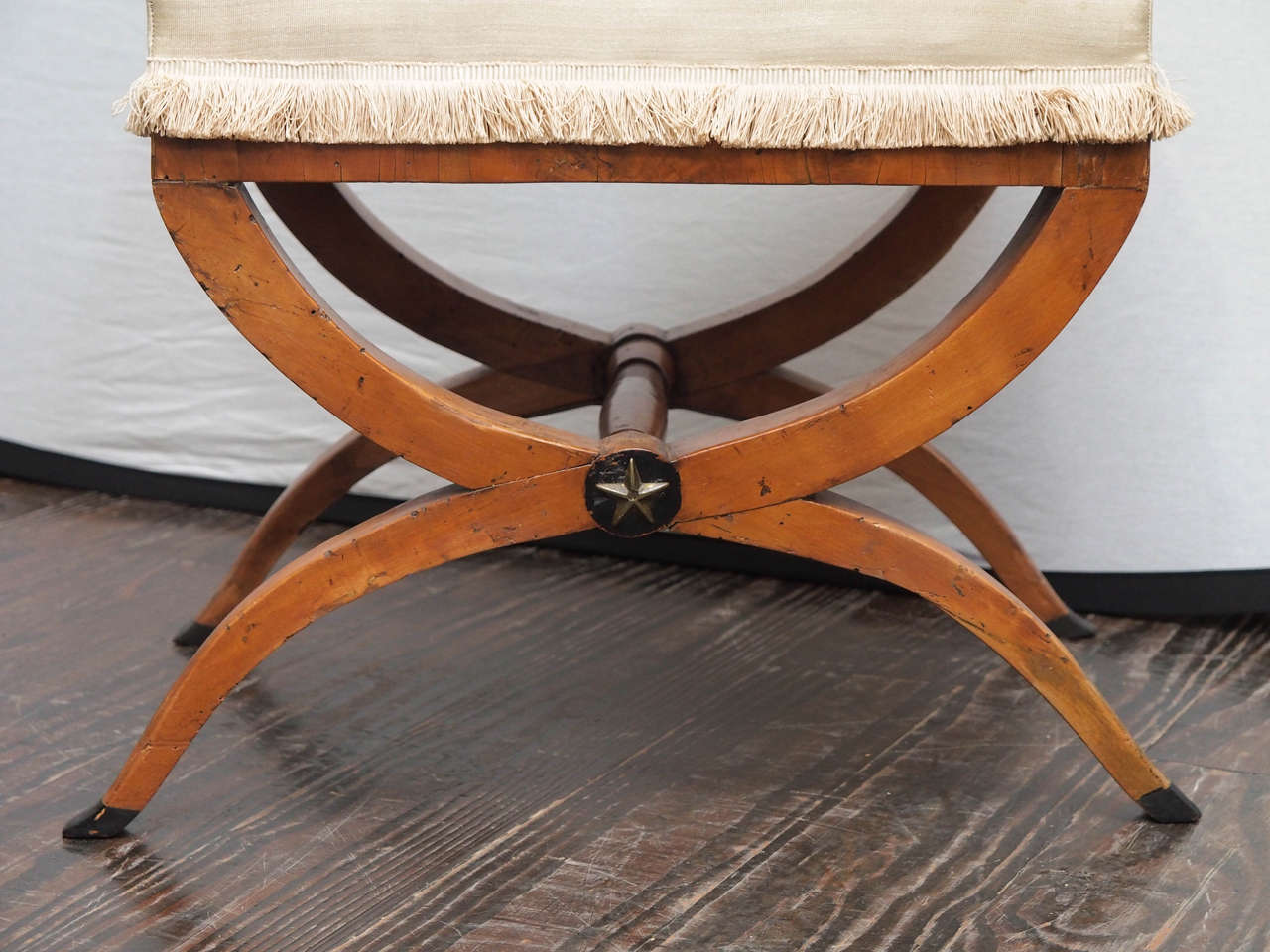 19th Century Pair of Directoire Fruitwood Curule Footstools