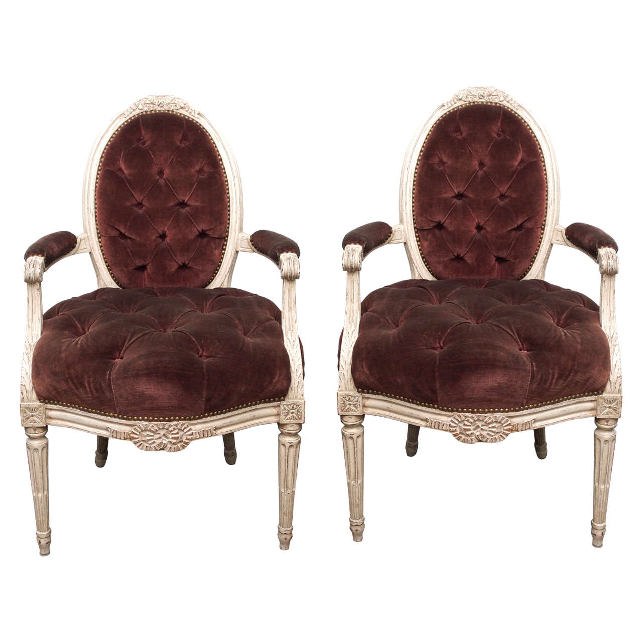 Pair of Louis XV 19th Century Armchairs For Sale
