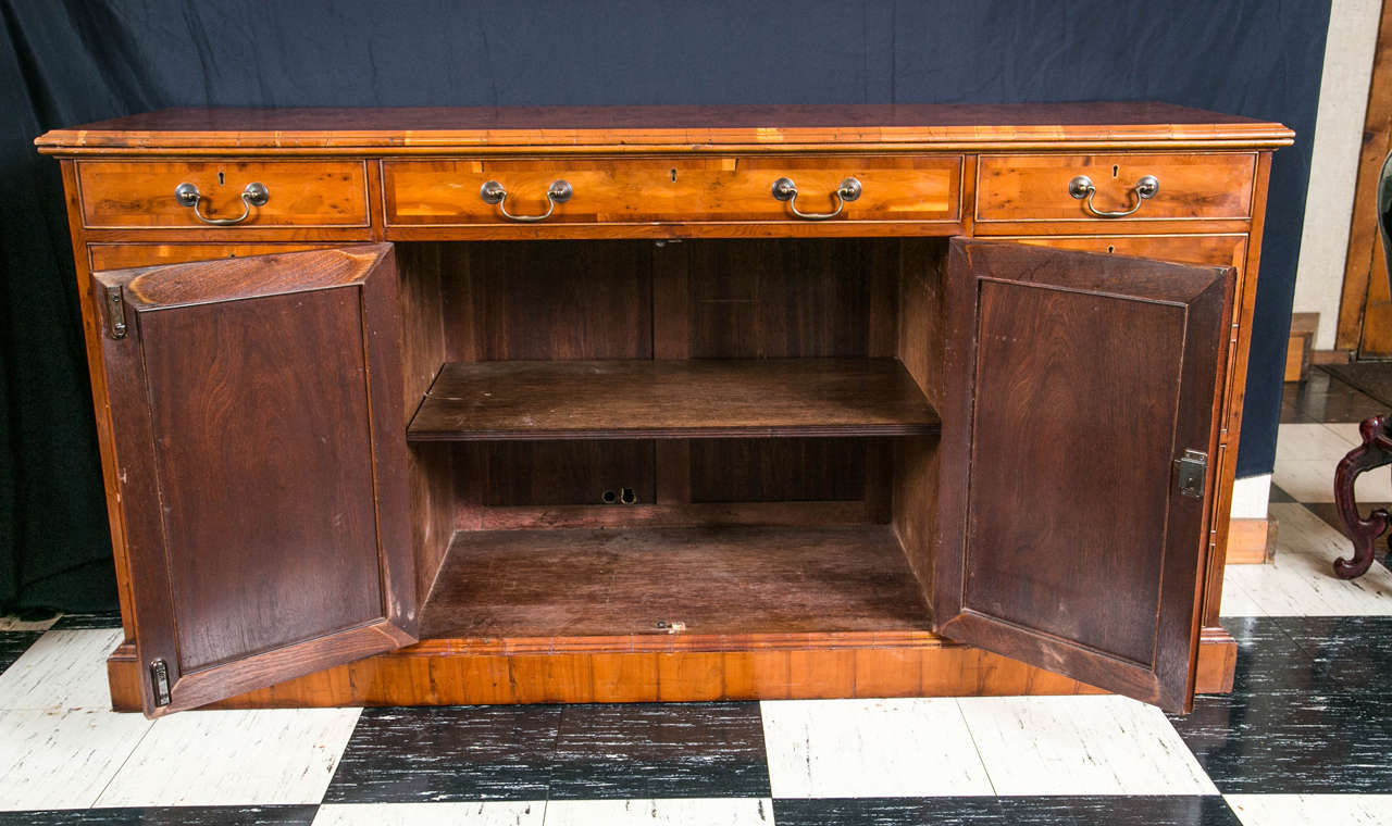 Contemporary Custom English Yew Wood Credenza with File Drawers For Sale