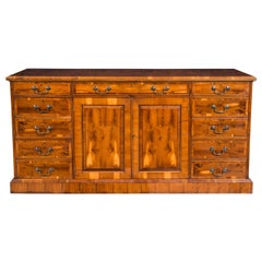 Custom English Yew Wood Credenza with File Drawers