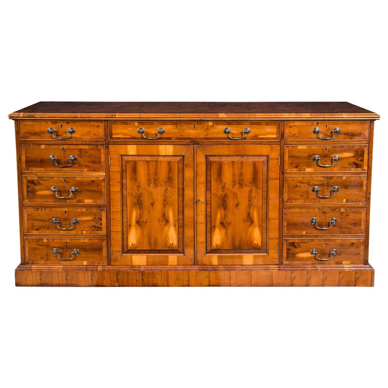 Custom English Yew Wood Credenza With File Drawers For Sale At 1stdibs