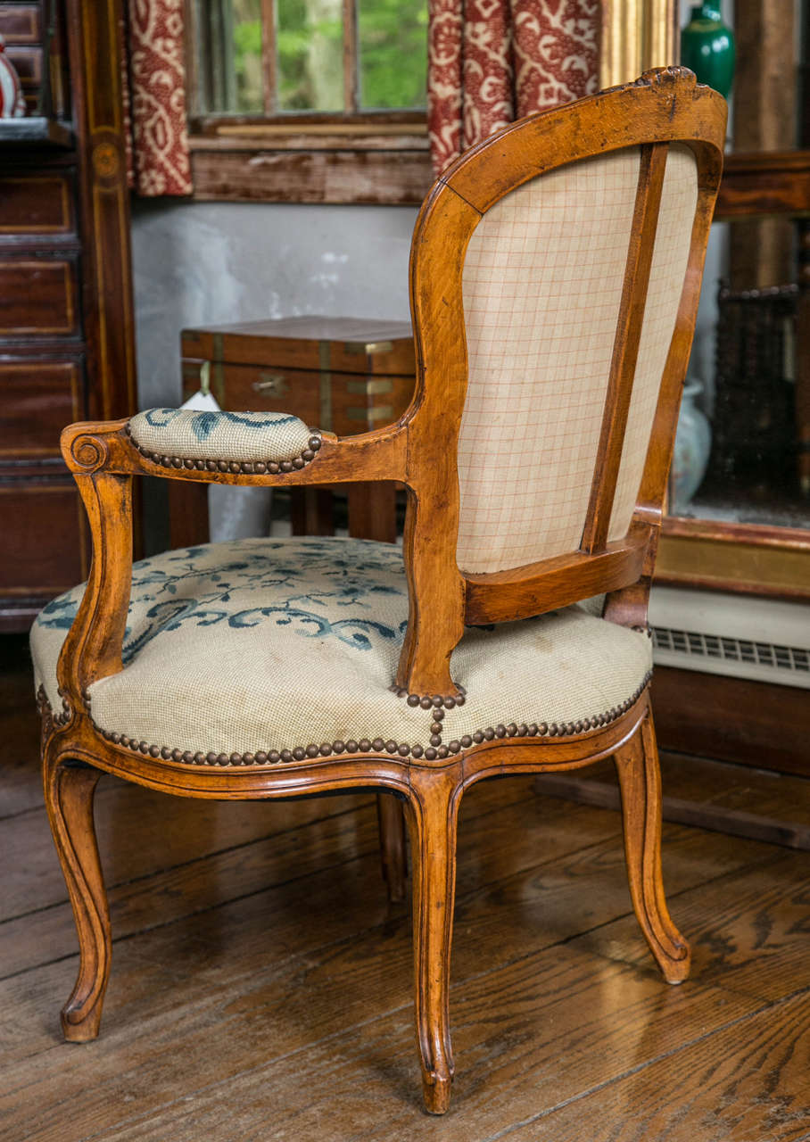 Upholstery Pair of Louis XV Style Fauteuil Chairs For Sale