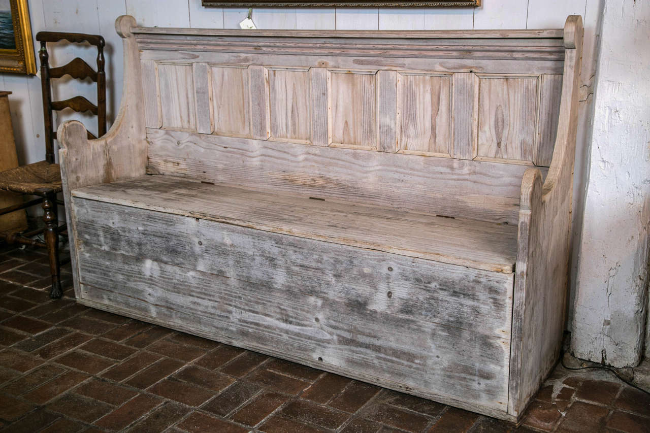 Victorian Paneled Pine Settle