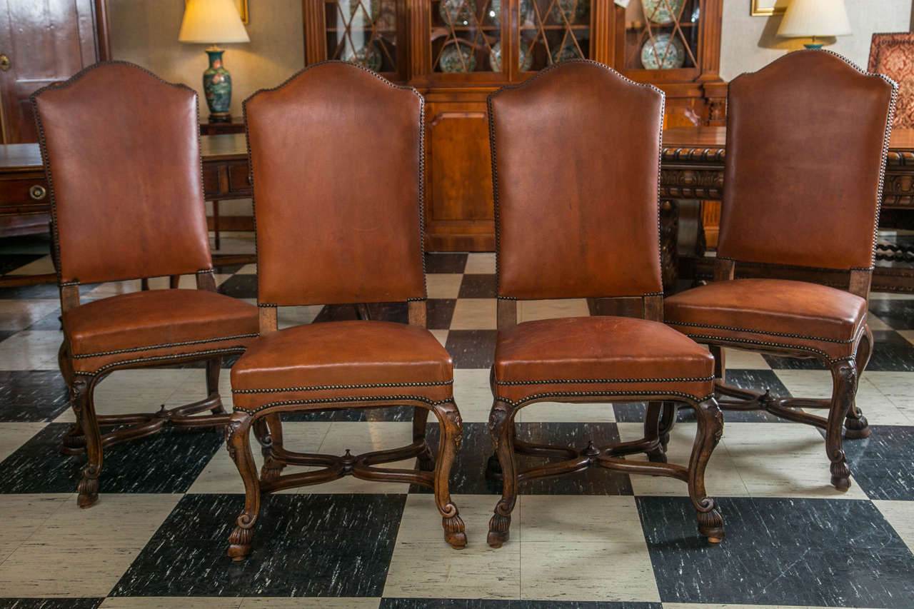 Set of Six Italian Leather Upholstered Chairs 1