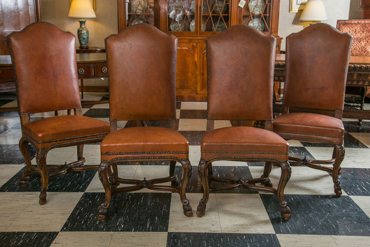 Set of Six Italian Leather Upholstered Chairs 2