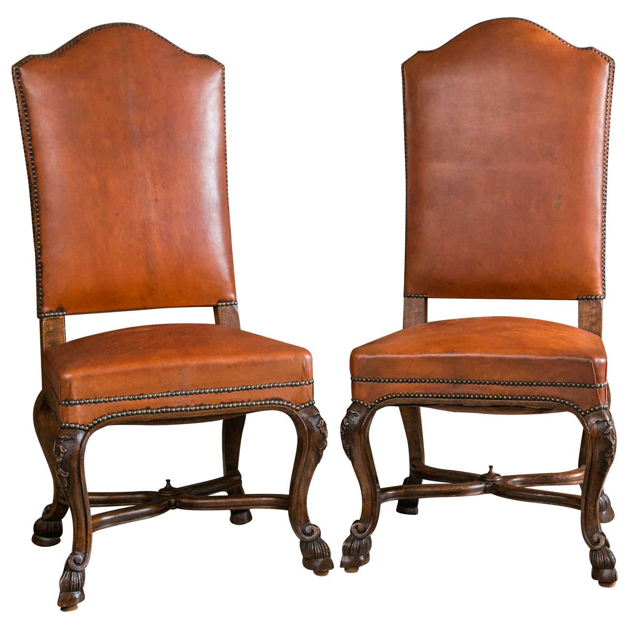 Set of Six Italian Leather Upholstered Chairs