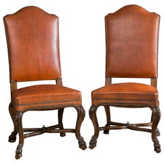 Set of Six Italian Leather Upholstered Chairs