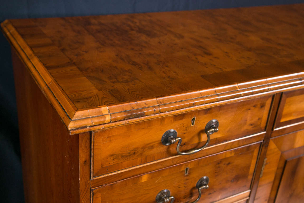 Custom English Yew Wood Credenza with File Drawers For Sale at 1stDibs