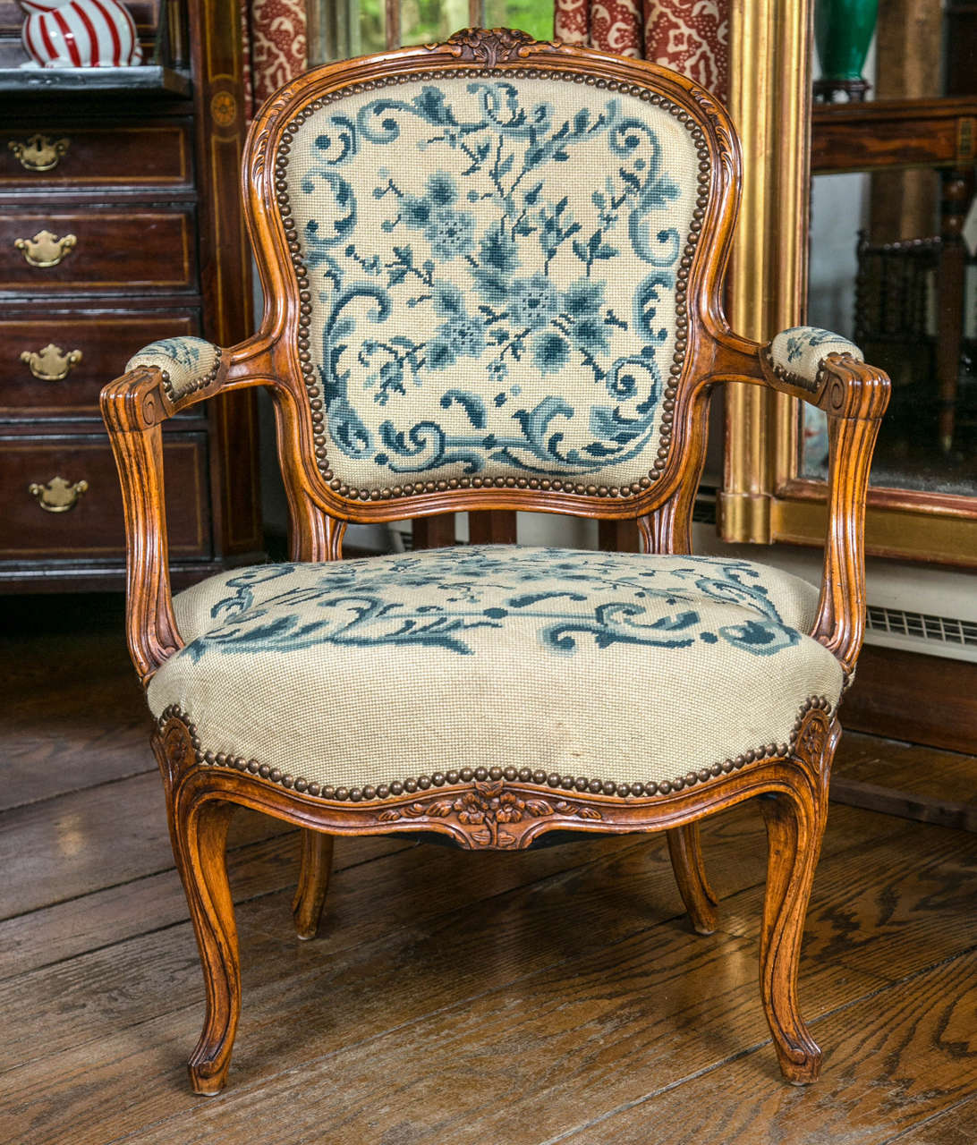 Pair of Louis XV Style Fauteuil Chairs For Sale at 1stDibs fauteuil