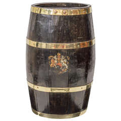 English Barrel Umbrella Container from a WWII Commemorative Rum Barrel