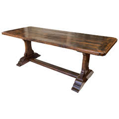 19th Century French Oak Trestle Table